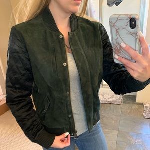 Michael Stars Green Suede bomber jacket size small
